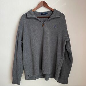 Polo Ralph Lauren Quarter Zip Pullover Mens L Gray Cotton Pony Logo Sweater